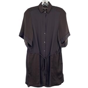 Halston Heritage Two Tone Shirt Dress Tie Waist